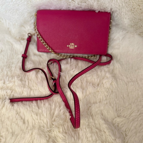 COACH Anna Fold Over Clutch W Crossbody Chain - Picture 7 of 8